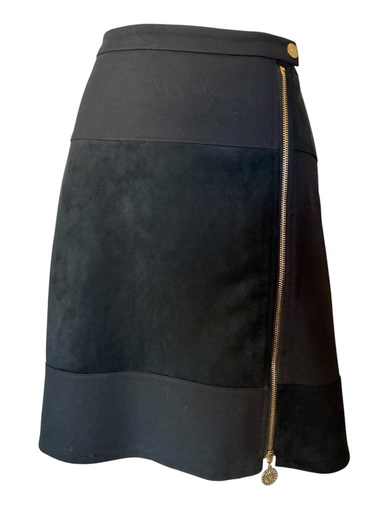 Anne Klein Dresses & Skirts - Anne Klein Women’s Skirt women's 4, Black faux suede/knit, fancy gold zipper euc